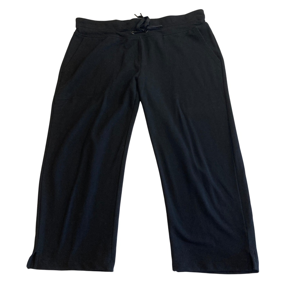 Eddie Bauer Womens M (28x20) Black Cropâ Drawstring Wide Leg Cotton Stretch